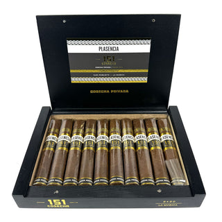 Box of Plasencia Cosecha 151 La Musica Robusto cigars on a white background