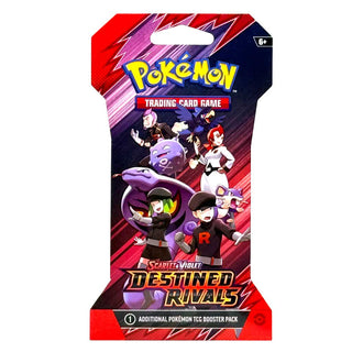 Pokémon Trading Card Game booster pack with characters on a red and black background