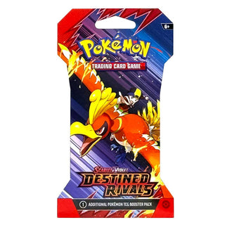Pokémon Trading Card Game booster pack with Destined Rivals theme on a white background