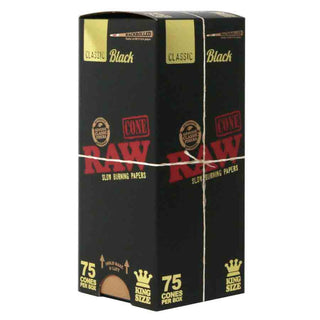 RAW Black King Size Cones (75/Box)