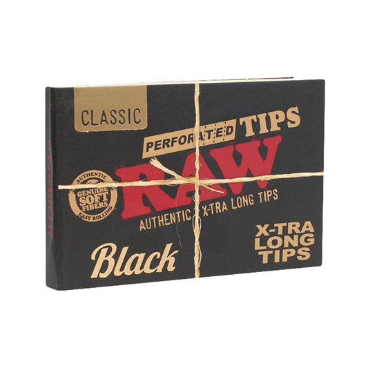 RAW Black Perforated X-TRA Long Tips