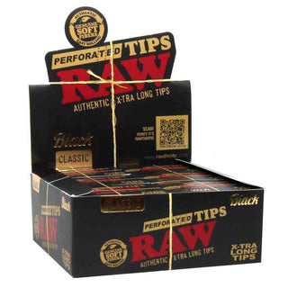 RAW Black Perforated X-TRA Long Tips