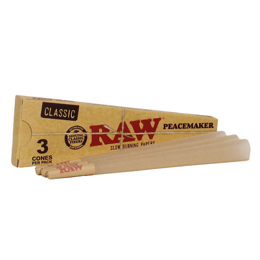 Pack of Raw Classic Peacemaker rolling cones on a white background