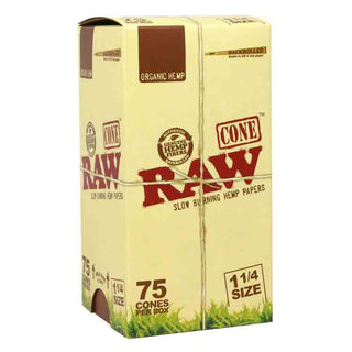 RAW Organic 1 1/4 Size Cones (75/Box)