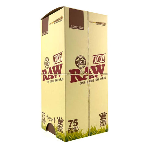 RAW Organic King Size Pre Rolled Cones (75/Box)