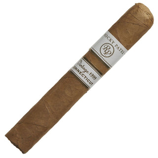 Cigar with a Ricky Patel label on a white background