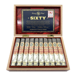 Box of Rocky Patel Sixty cigars on a white background