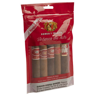 Sampler Pack of Romeo Y Julieta Between the Acts cigars in a red packaging with visible branding.