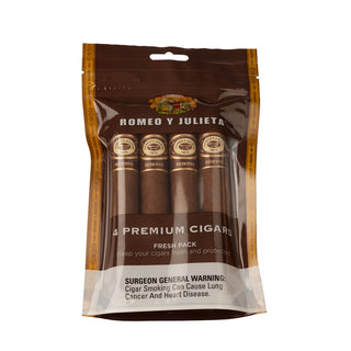 Sampler Pack of Romeo Y Julieta Reserve cigars with a clear window on a white background
