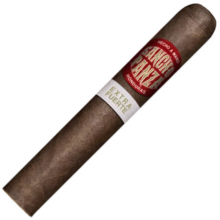 Sancho Panza Extra Fuerte cigar with a red and white label on a white background