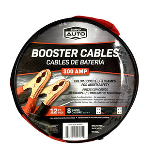 Simply Auto Booster Cable 300A 12ft 8GA