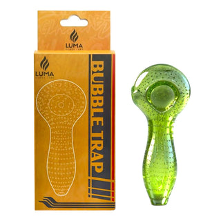 Green bubble trap with Luma packaging on a white background