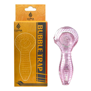 Pink bubble trap with Luma packaging on a white background