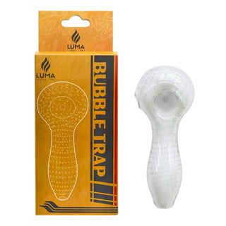 Luma bubble trap packaging with a white bubble trap on a white background