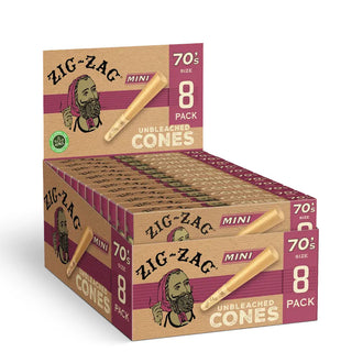 Zig Zag Unbleached Pre Rolled Cones 70mm Minis