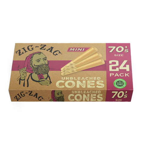 Zig Zag Unbleached Pre Rolled Cones 70mm Minis (24)