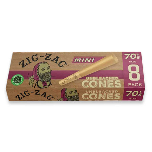 Zig Zag Unbleached Pre Rolled Cones 70mm Minis (8)