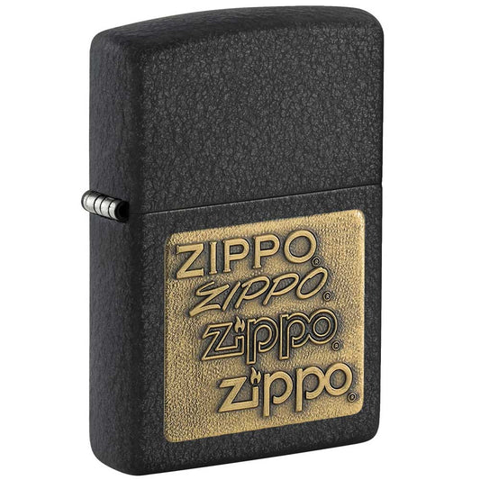 Zippo Black Crackle® Gold Zippo Logo