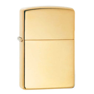 Gold Zippo lighter on a white background
