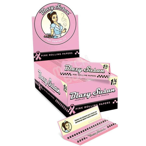 Blazy Susan 1 1/4 Size Pink Rolling Paper Full Box