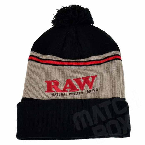 RAW Pom Pom Beanie Black & Brown