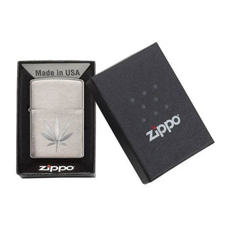 Zippo Chrome Marijuana Leaf Design