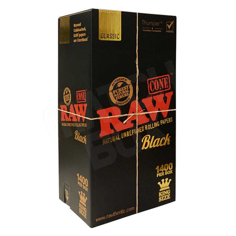 RAW Black King Size Pre Rolled Cones (1400/Box)