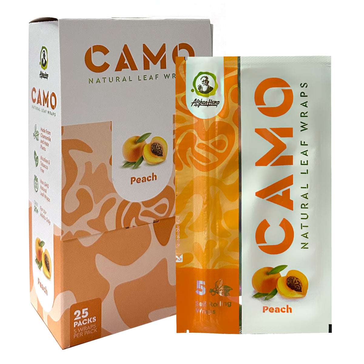 Camo Natural Leaf Wraps ~ Peach Flavor