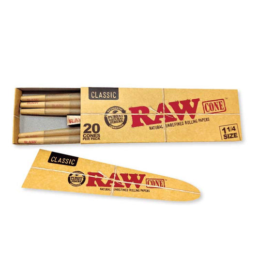 RAW Classic 1 1/4 Size Pre Rolled Cones (20 Pack)