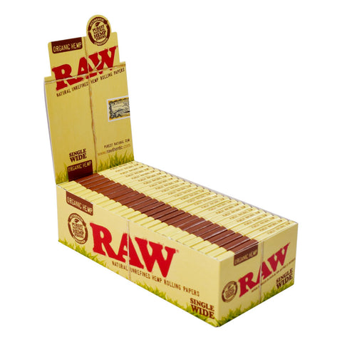 raw organic hemp single wide rolling paper double feed