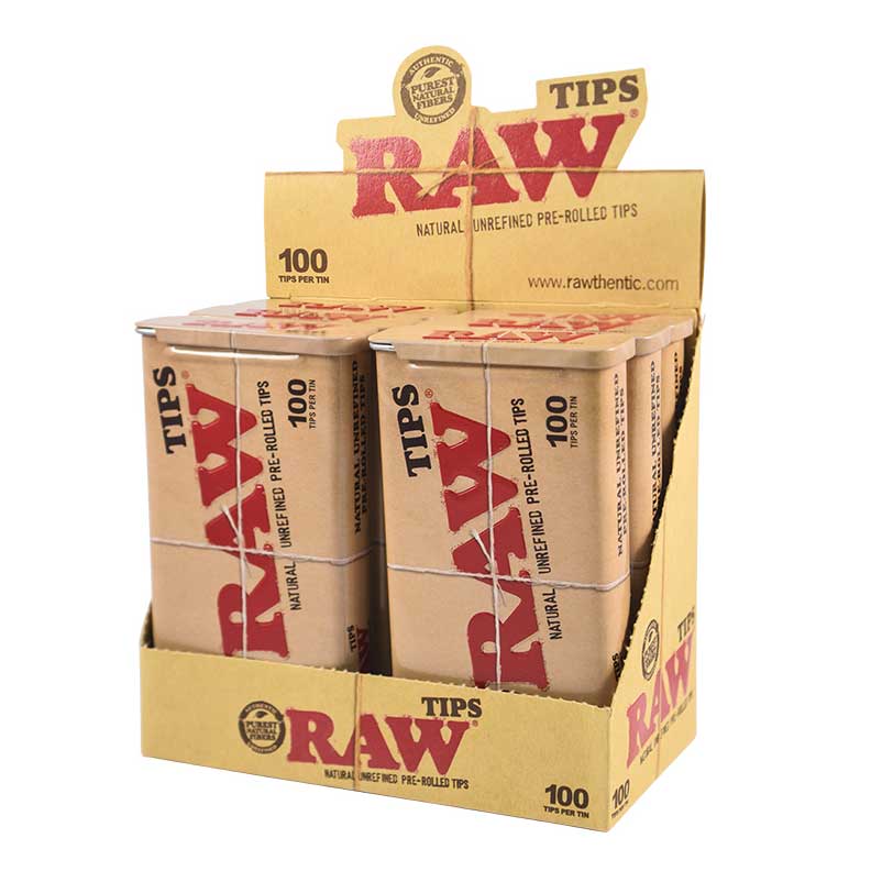  100 Raw PRE-Rolled Tips with Raw Storage Tin, 1 Pack