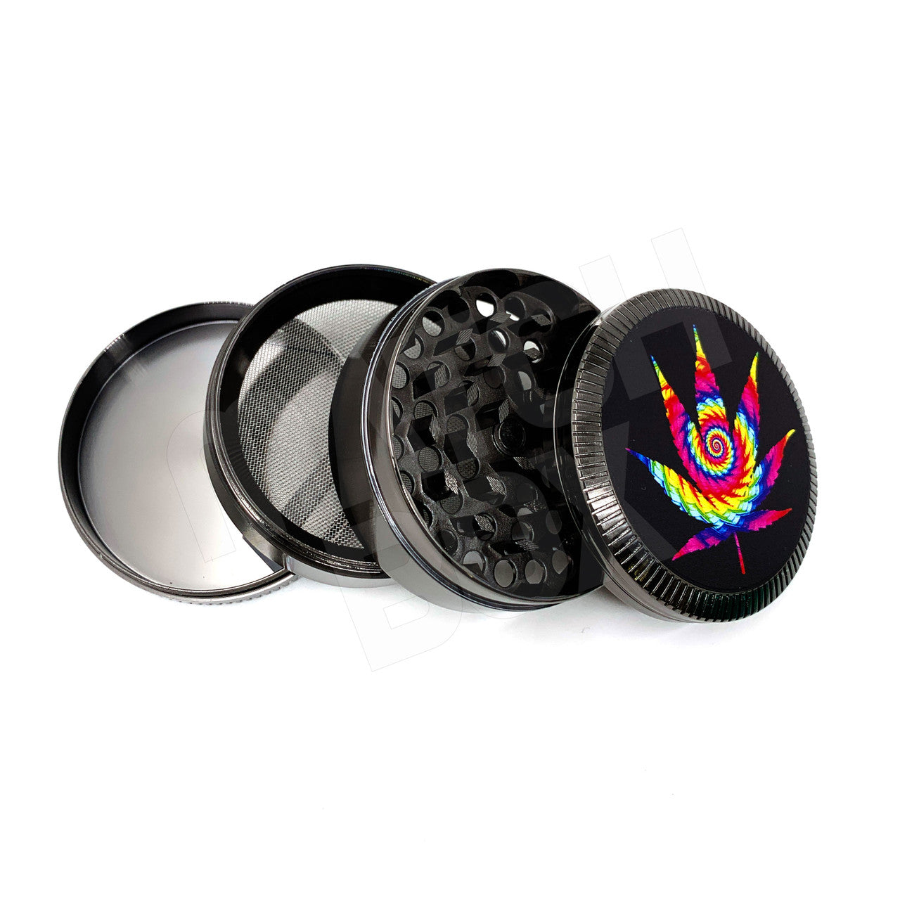 TOBACCO GRINDER PSYCHEDELIC LEAF GRINDER GRAY DISASSEMBLED