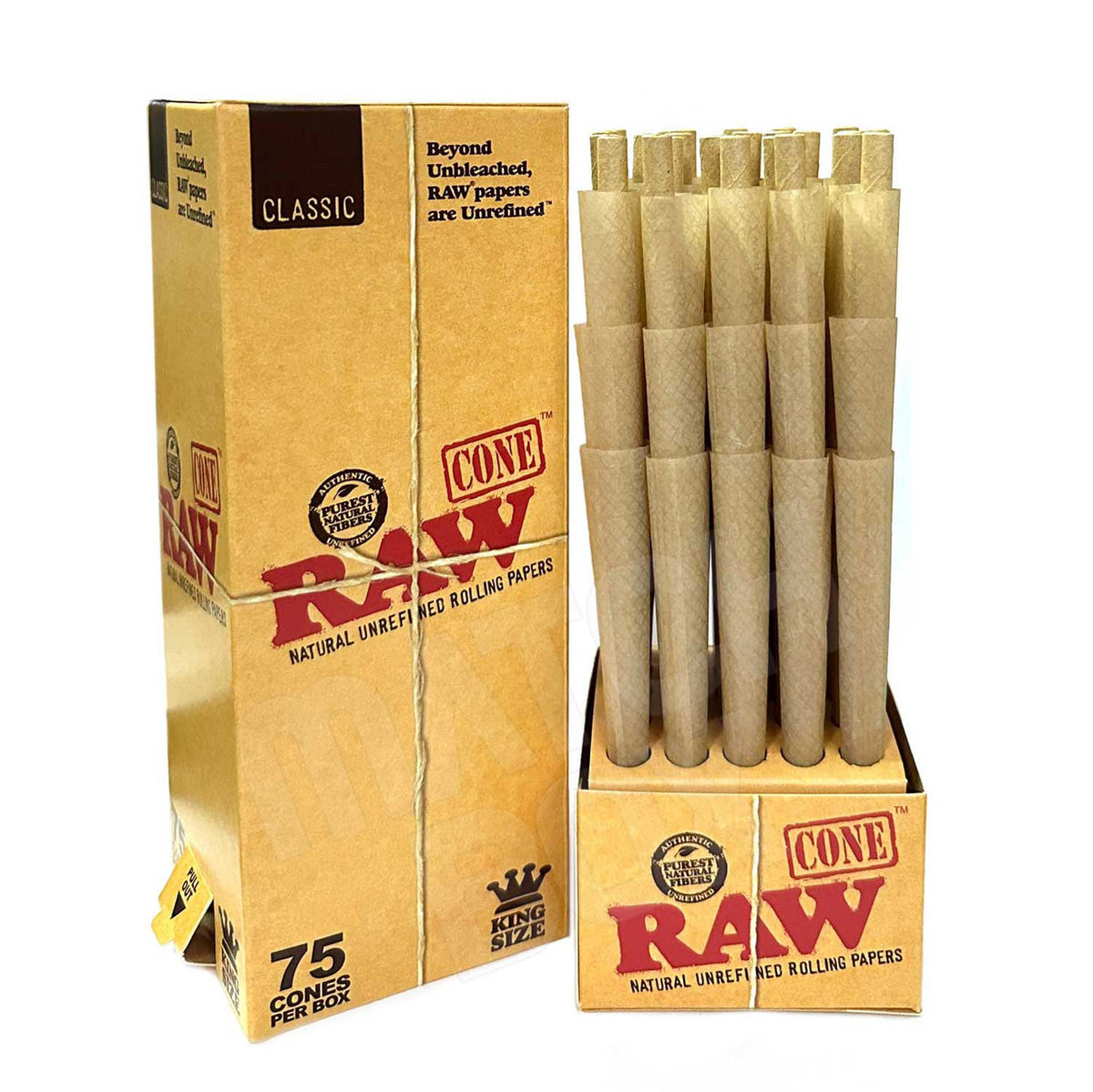 RAW Classic King Size Prerolled Cones 75ct Box – matchboxbros