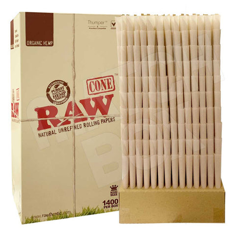 RAW Organic King Size Pre Rolled Cones (1400/Box)