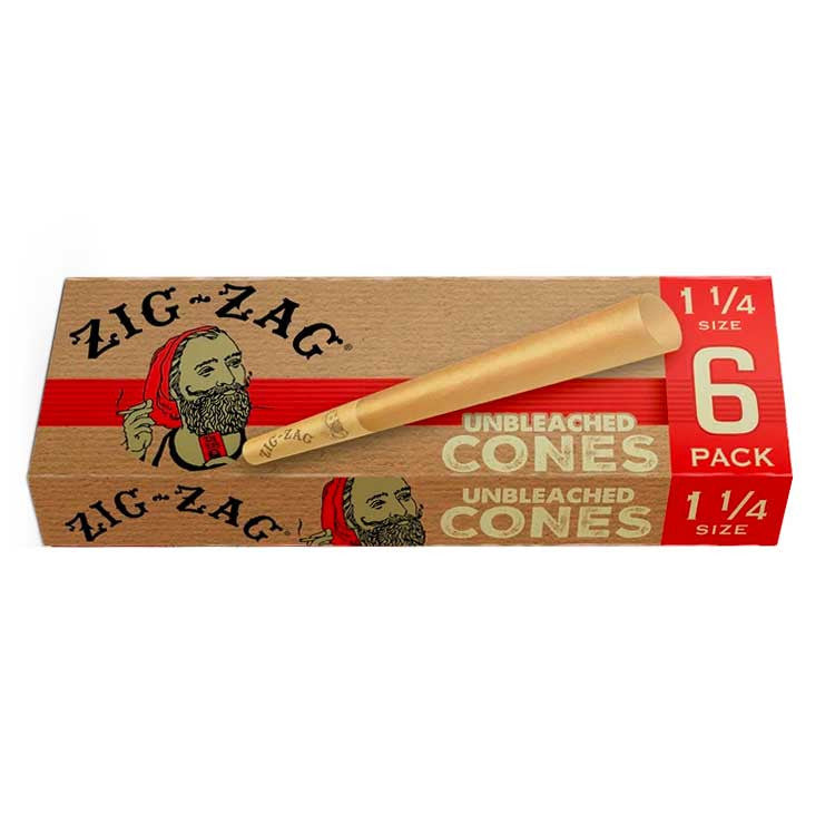 Zig Zag Unbleached Pre Rolled Cones 1 1/4 Size (6)