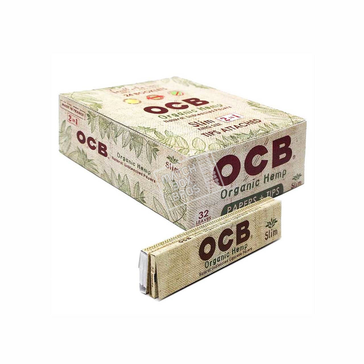 OCB Organic Hemp King Slim Rolling Papers with Tips