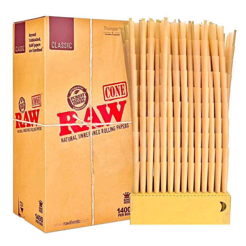 RAW Classic King Size Pre Rolled Cones (1400/Box)